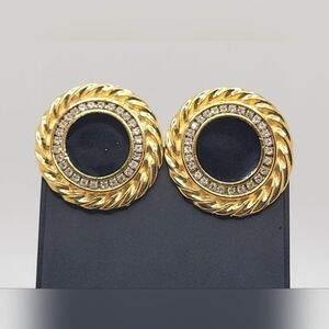 RARE FIND Bluette Made in France VINTAGE Signature Shoe Clips Black Oval Rosette